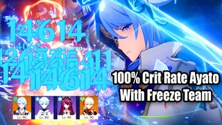 Ayato C0 Easy 100% Crit Rate Build With Freeze Team - You Don't Need Healing on Abyss