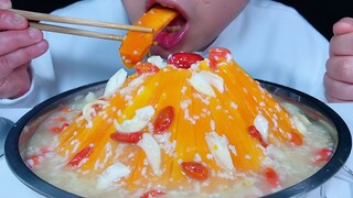 [อาหาร][ASMR]กินฟักทองนึ่งกับอินทผลัมและดอกลิลลี่