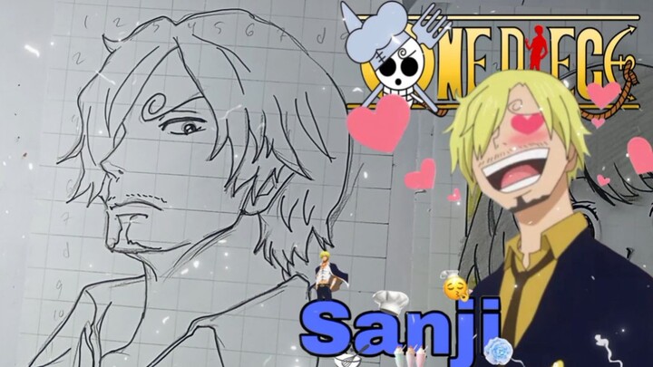 menggambar sanji dari anime one piece