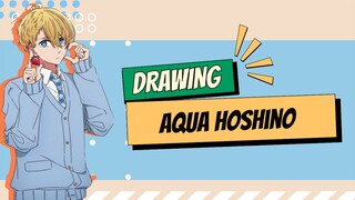 Menggambar Aquamarine Hoshino dari anime Oshi No Ko