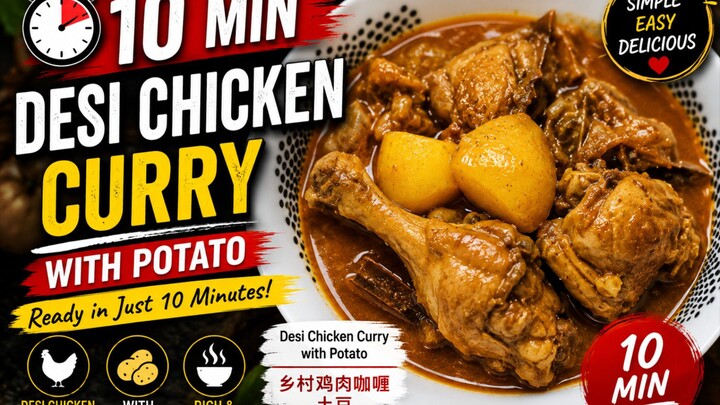 English: Desi Chicken Curry with Potatoes 🍗🥔Chinese: 土鸡土豆咖喱鸡 🍗🥔