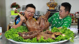 Countryside Mukbang | Boiled Whole Ostrich