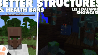 ปรับปรุงโครงสร้างทางน้ำ & แถบสุขภาพ! Mob Health Bar Datapack Showcases