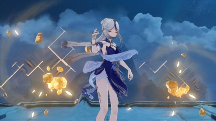 I just found out that Ningguang's normal attack is random.