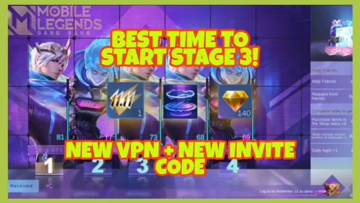 BEST TIME TO START STAGE 3 TO GET 1ST RANK! NEW TRICK AND INVITE CODE! PROMO DIAMONDS MOBILE LEGENDS