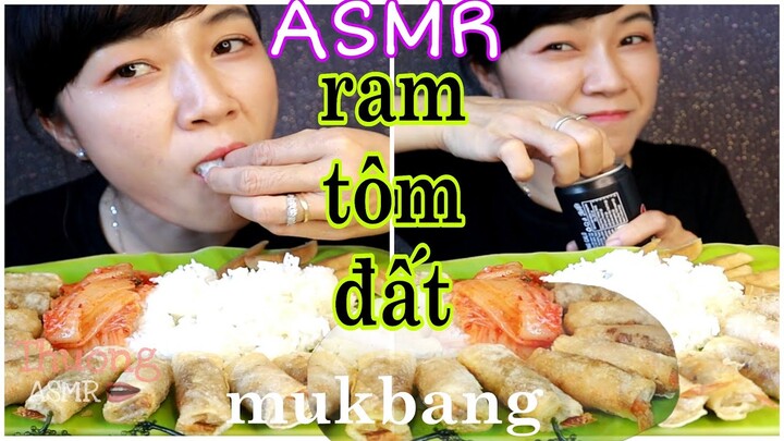 Thử ăn cơm với ram tôm đất kết quả ngon lành, asmr eating sounds|mukbang show|Thuong ASMR