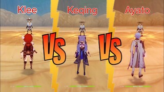 Klee vs Keqing vs Ayato vs Collie reaction!! DMG COMPARISON