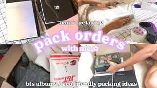 PACK ORDERS WITH ME! How to pack KPOP Albums (BTS) + eco friendly packaging tip! | asmr & relaxing