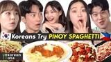 Koreans Try PINOY Spaghetti for the First Time! ðŸ‡µðŸ‡­ðŸ‡°ðŸ‡·| Korean Ate