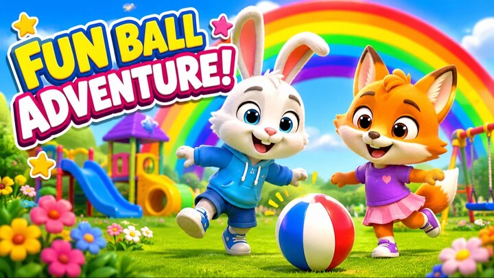 Fun Ball Adventure! 🐰🦊 | Kids Cartoon Story | Rainbow Playground