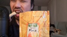 ASMR EATING SOUNDS - FREEZE DRIED MANGO & FACE MASSAGE ROLEPLAY
