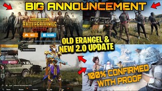 100% Confirmed Old Erangel Is Back |PUBGM Big Announcement |PUBG 2.0 Update