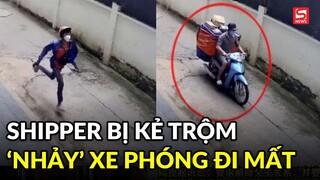 Shipper đang giao hàng bất ngờ bị kẻ trộm nhảy lên xe phóng đi mất