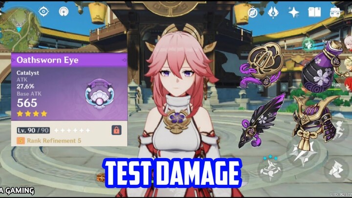 R5 Oathsworn Eye Yae Miko 4 Emblem Of Severed Fate [Test Damage] - Genshin Impact