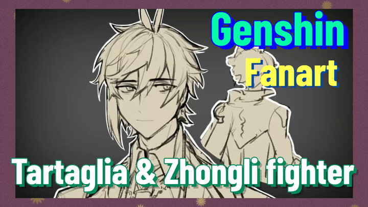 [Genshin, Fanart] Tartaglia & Zhongli "fighter"