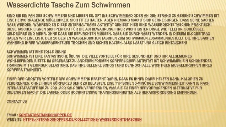 Wasserdichte Tasche Zum Schwimmen