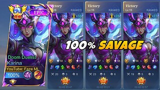 TOP 1 GLOBAL KARINA 100% SAVAGE BUILD AUTO WINSTREAK?! (karina best build 2024)