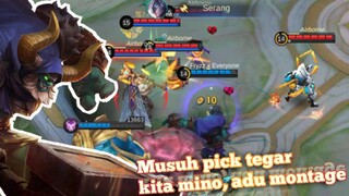 Musuh pick tegar !? auto adu montage !? Tegar vs mino !? who win? | Mobile legends