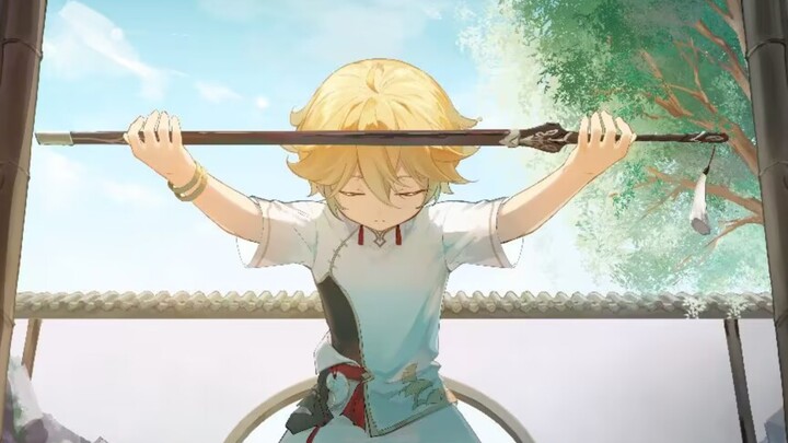 The hard-working little boy is really handsome, isn't he?