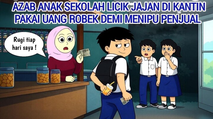 AZAB ANAK SEKOLAH LICIK JAJAN DI KANTIN PAKAI UANG ROBEK DEMI MENIPU PENJUAL  AN