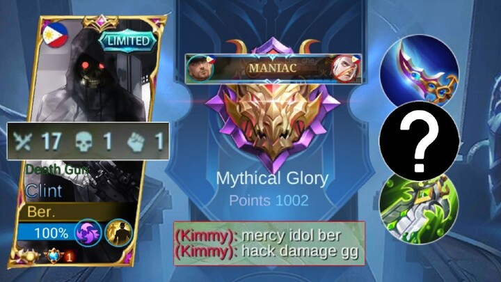 WHEN GLOBAL CLINT GOD MODE ON IN SOLO MYTHICAL GLORY HIGH POINTS! ( ONE SHOT MANIAC BUILD🔥) | MLBB