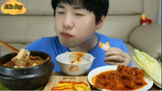 Thịt xào, canh kim chi đậu hủ, trứng cuộn phần 12 #mukbang