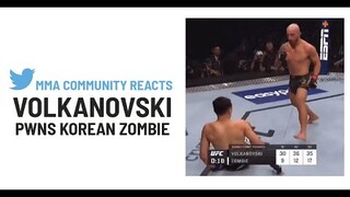 UFC Fighters react: Alex Volkanovski Stop sThe Korean Zombie Chan Sung Jung at UFC 273