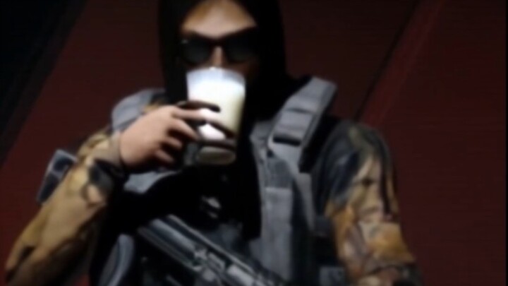 Black Kati drinks milk