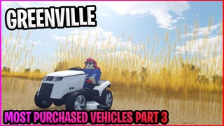 #3 Most Purchased Vehicles! || Greenville ROBLOX