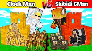 TÔ GÀ THỬ THÁCH 24H ĐẠI CHIẾN LÂU ĐÀI CLOCK MAN VÀ SKIBIDI GMAN TÍ HON TRONG MINECRAFT*CLOCK VS GMAN