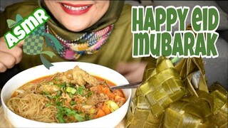 ASMR MAKANAN IDUL FITRI: KETUPAT, KARI AYAM, KENTANG GORENG SAMBAL ATI || ASMR INDONESIA