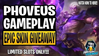 PHOVEUS GAMEPLAY + EPIC SKIN GIVEAWAY! LIMITED SLOTS ONLY! MOBILE LEGENDS BANG BANG