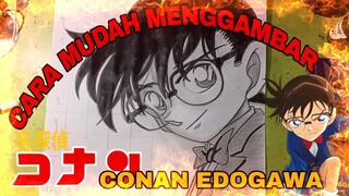 cara mudah menggambar anime detektif Conan