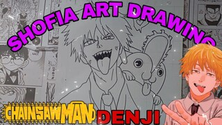 drawing denji dari anime chainsaw man