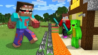 Giant Evil Steve vs JJ and Mikey Security House Base Strongest KATANA in Minecraft Challenge Maizen