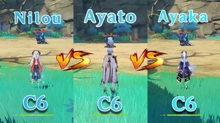 So sánh dam DPS Nilou vs Ayato vs Ayaka! Bạn pick ai nào ?