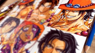 Drawing Portgas D. Ace in Different Anime Style | One Piece