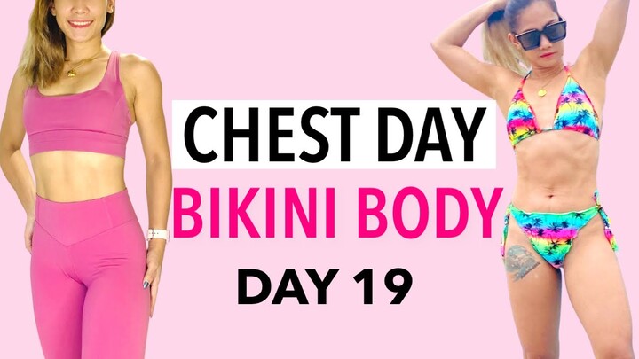 BIKINI BODY IN 30 DAYS DAY 19 | CHEST WORKOUT AT HOME WITH DUMBBELLS | CHEST WORKOUT FOR WOMEN