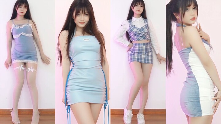 Bodi berisi | Sharing gaya berpakaian bernuansa biru | Barang bagus harga seratus yuan | Gaya polos-