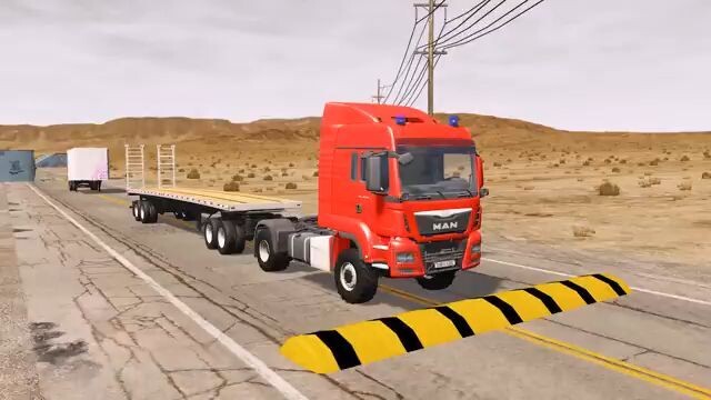 Flatbed Truck Mcqueen  _ Transportation with Truck - Pothole vs Car _622 - BeamN