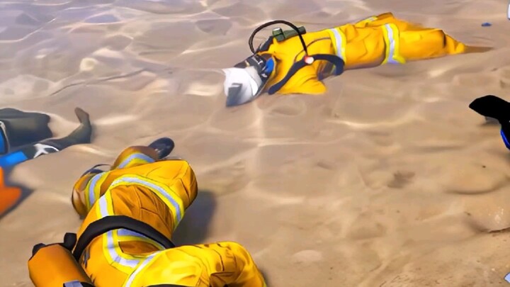 The Ultra Rescue Team fell into the water!