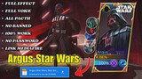 New Script Skin Argus Star Wars - Darth Vader - Full Effect & Sound  / No Password | MLBB