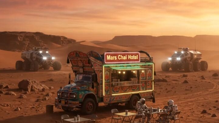🚀🌕 Humans landed on the Moon… and opened the FIRST-EVER TEA STALL! 😂☕Imagine enjoying a hot cup o