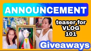 GIVEAWAYS ALERT for UPCOMING VLOG / TEASER / Full video tom at 4pm