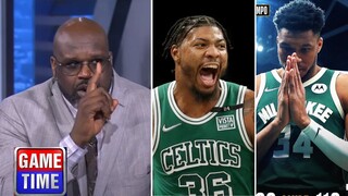 NBA Gametime reacts to NBA Playoffs Milwaukee Bucks vs Boston Celtics; Celtics' defense beat Giannis