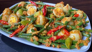 Tidak perlu lauk mahal  untuk masakan seenak ini !! OLAHAN KACANG PANJANG TELUR PUYUH