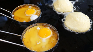 / fried egg pancake hotteok - korean street food