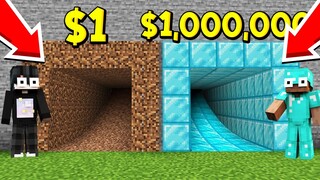 ถ้าเกิด!? บ้านในถ่ำ $1 เหรียญ VS บ้านในถ่ำ $1,000,000 เหรียญ - Minecraft ไทย