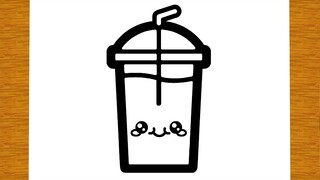 BELAJAR MELUKIS MILKSHAKE YANG COMEL | Lukisan yang senang
