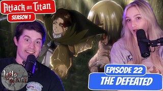 LEVI VS FEMALE TITAN! | My Girlfriends First Attack on Titan Reaction | Chapter 22 "The Defeated"